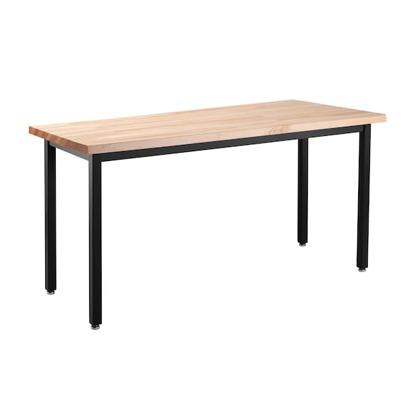 National Public Seating NPS Heavy Duty Steel Table, Black Frame, 30 x 72 x 30, Butcherblock Top HDT7-3072B - main